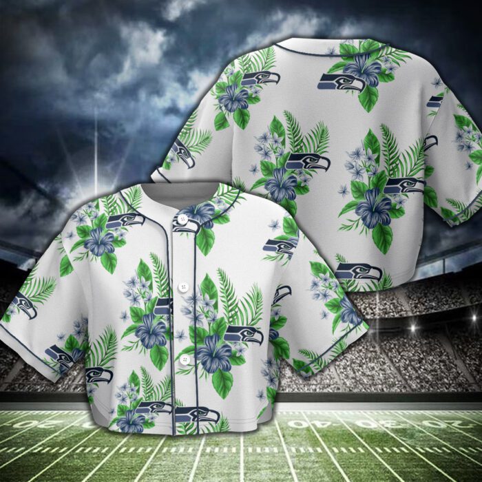 Seattle Seahawks Crop Top Baseball Jersey CBJS1077