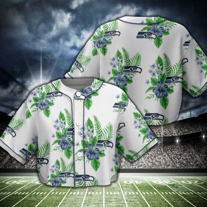 Seattle Seahawks Crop Top Baseball Jersey CBJS1086