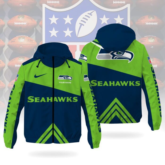 Seattle Seahawks NFL Custom Windbreaker Outdoor Jacket Sport Fan Gift WWB1028