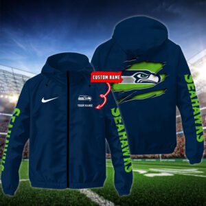 Seattle Seahawks NFL Windbreaker Outdoor Jacket Custom Name WWB1059