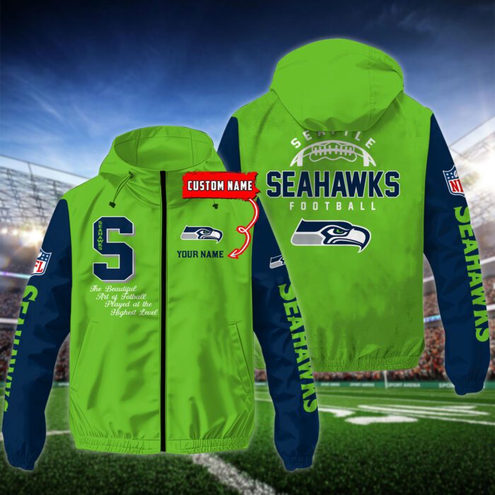 Seattle Seahawks Personalized NFL Windbreaker Outdoor Camo Jacket WWB1123