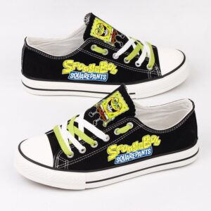 Spongebob Shoes Low Top Canvas Sneakers Black Printed ELT1070