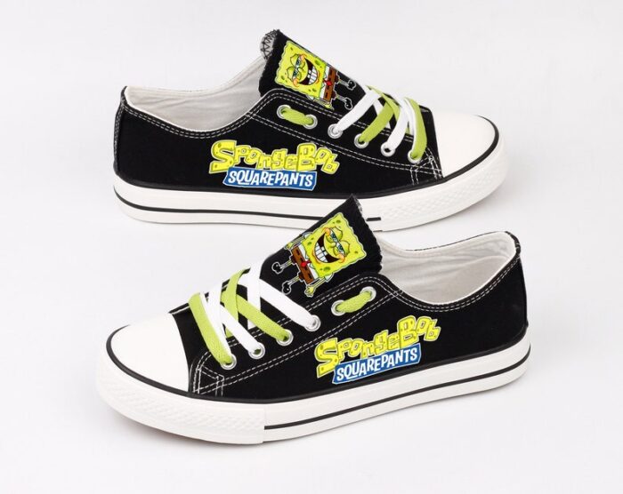 Spongebob Shoes Low Top Canvas Sneakers Black Printed ELT1070