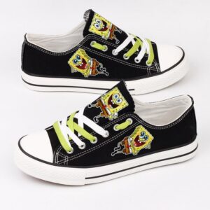 Spongebob Shoes Low Top Canvas Sneakers Black Printed ELT1077