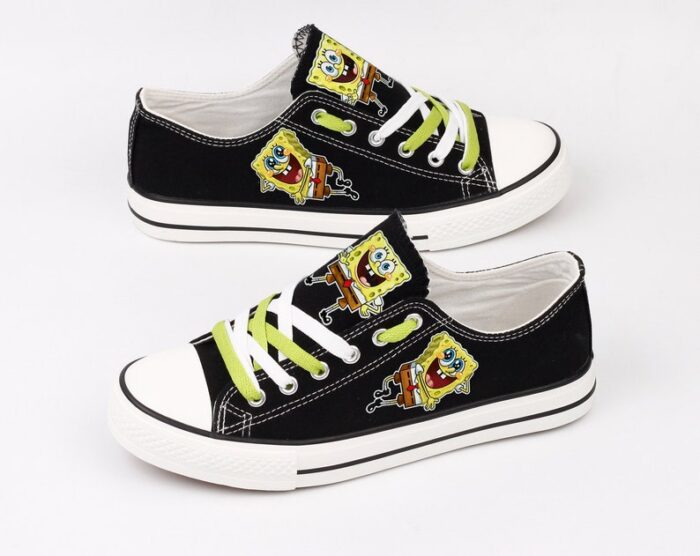 Spongebob Shoes Low Top Canvas Sneakers Black Printed ELT1077