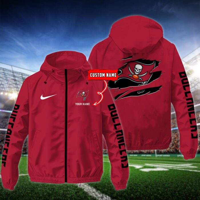 Tampa Bay Buccaneers NFL Windbreaker Outdoor Jacket Custom Name WWB1060