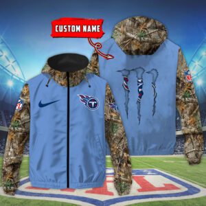 Tennessee Titans NFL Windbreaker Outdoor Camo Jacket Custom Name WWB1094