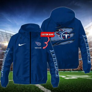 Tennessee Titans NFL Windbreaker Outdoor Jacket Custom Name WWB1062