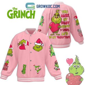 The Grinch Love Makes Heart Grow Valentine Baseball Jacket GBJ1403