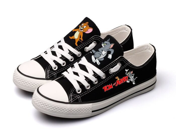 Tom And Jerry Shoes Low Top Canvas Sneakers Black Shoes ELT1107