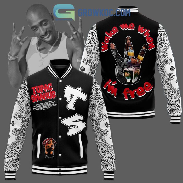 Tupac Shakur Wake Me When I'm Free Baseball Jacket GBJ1575