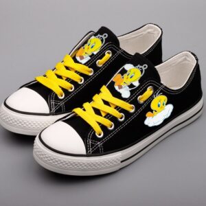 Tweety Bird Shoes Low Top Canvas Sneakers Black Shoes ELT1160