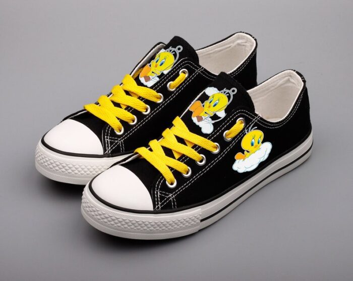 Tweety Bird Shoes Low Top Canvas Sneakers Black Shoes ELT1160