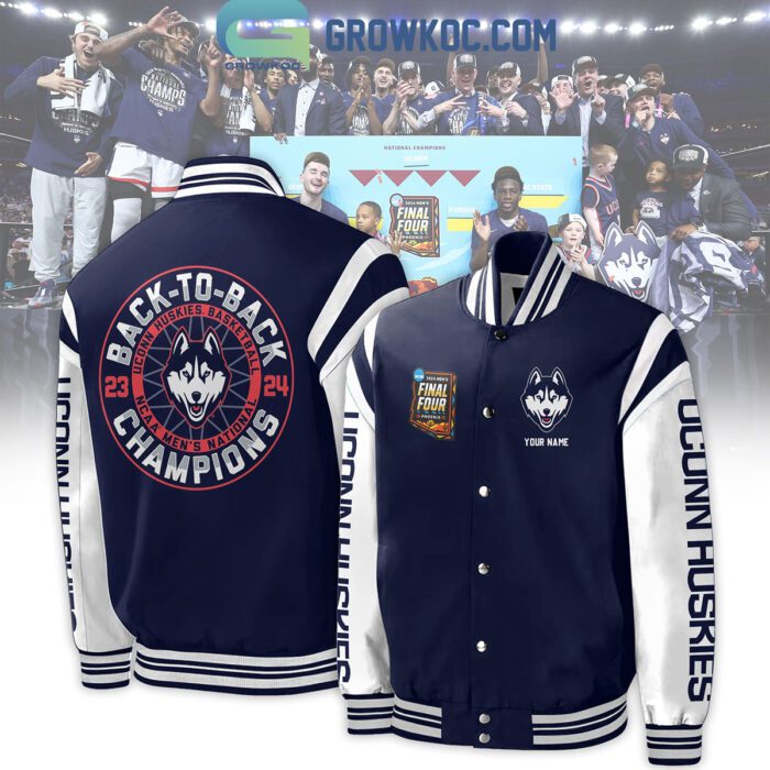 Uconn Huskies 2023 2024 Back To Back National Champions Fan Baseball Jacket GBJ1075