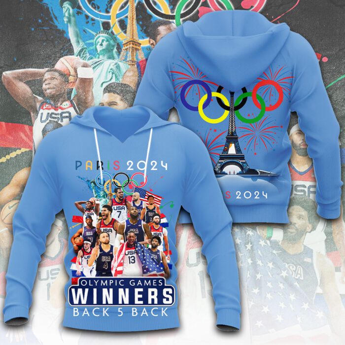 United States Olympic 2024 Men National Basketball Team 3D Unisex Performance Hoodie GUS1030