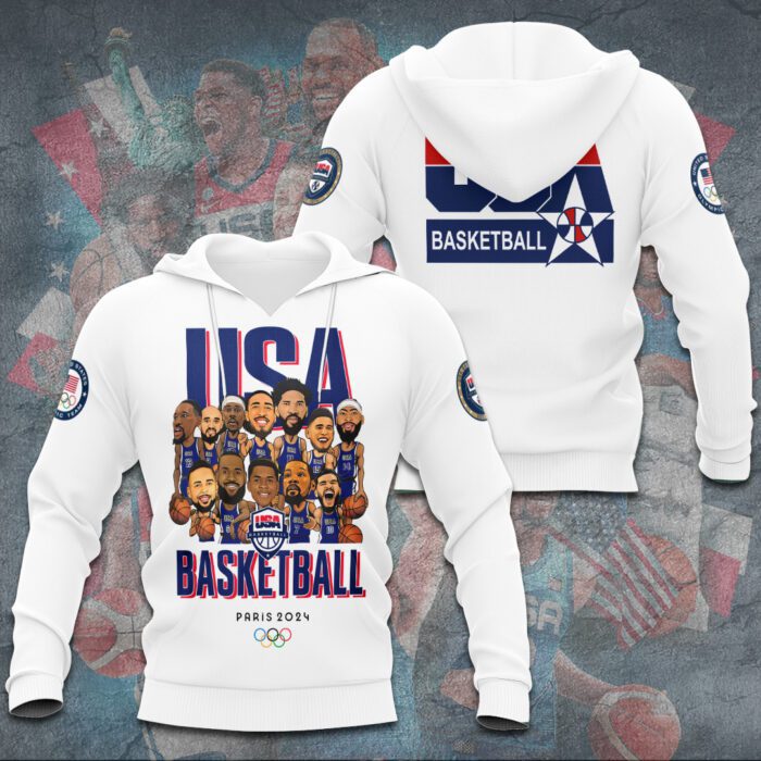 United States Olympic 2024 Men National Basketball Team 3D Unisex Performance Hoodie GUS1032