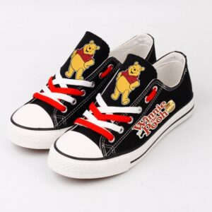 Winnie The Pooh Shoes Low Top Canvas Sneakers Black ELT1072