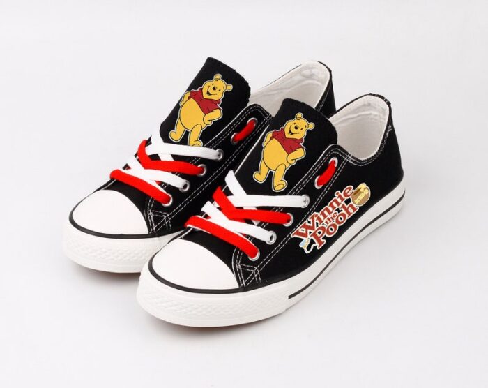 Winnie The Pooh Shoes Low Top Canvas Sneakers Black ELT1072