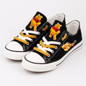 Winnie The Pooh Shoes Low Top Canvas Sneakers Black ELT1073