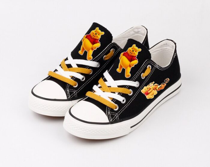 Winnie The Pooh Shoes Low Top Canvas Sneakers Black ELT1073