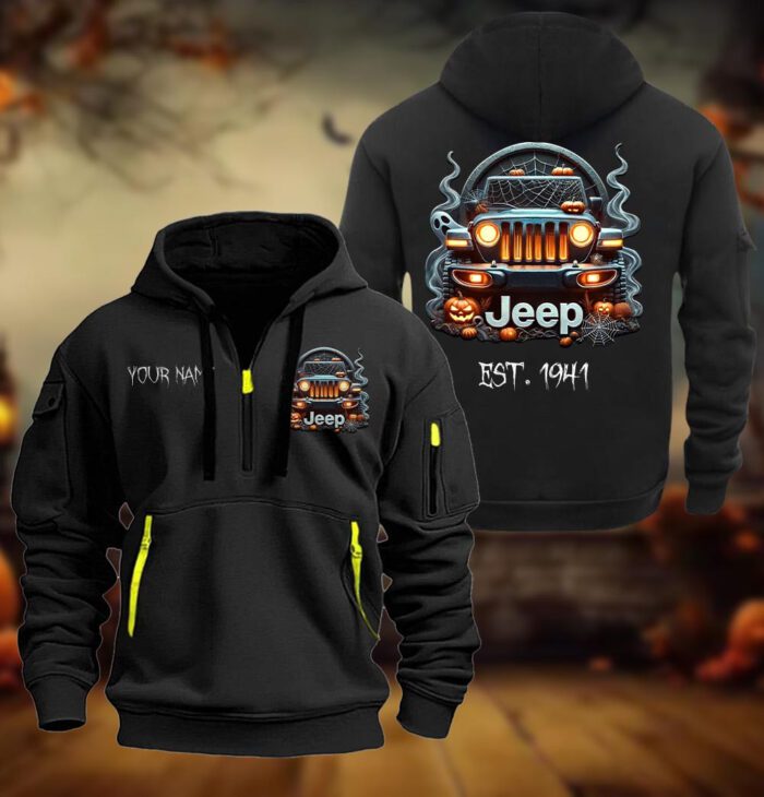Jeep Halloween Style Spooky Season Quarter Zip Hoodie LQH1004