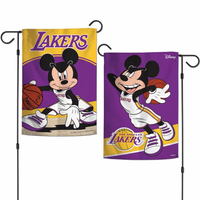 Los Angeles Lakers Mickey Mouse 2 Sided Garden Flag Yard Banner Disney