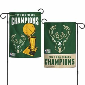 Milwaukee Bucks 2021 NBA Champs Double Sided Garden Flag NBA Yard Banner