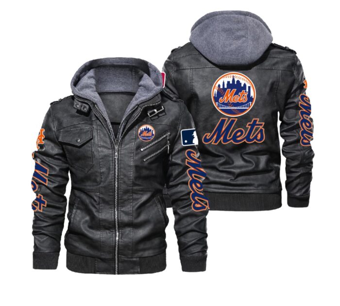 New York Mets Black Brown Leather Jacket LIZ213