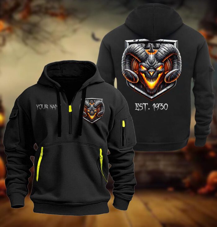 Ram Truck Halloween Style Spooky Season Quarter Zip Hoodie LQH1012