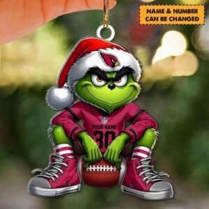 Arizona Cardinals NFL Grinch Christmas Ornaments Custom Name And Number Gifts For Fan WOM1089