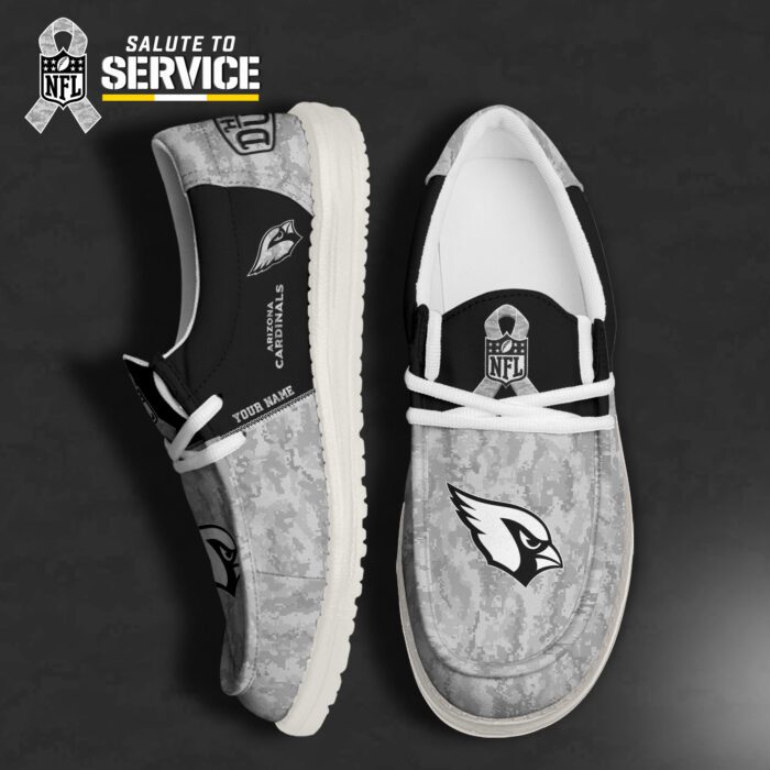 Arizona Cardinals NFL Salute To Service 2024 Hey Dude Shoes Lace Up Loafers Custom Name  WLF3000