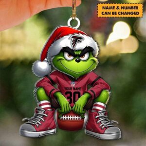 Atlanta Falcons NFL Grinch Christmas Ornaments Custom Name And Number Gifts For Fan WOM1094