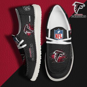 Atlanta Falcons NFL Hey Dude Canvas Loafer Black Shoes Custom Name  WLF3034