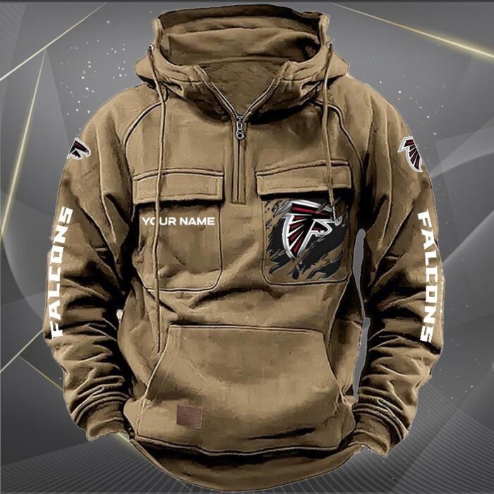 Atlanta Falcons Personalized NFL Vintage Hoodie Quarter Zip Retro Hoodie WRH1033