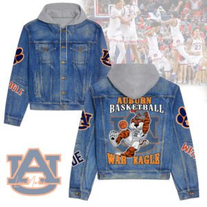 Auburn Basketball War Eagle Hooded Denim Jacket LDN1109