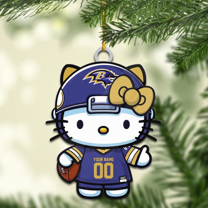 Baltimore Ravens Hello Kitty NFL Personalized Ornament For Fans WOM1146