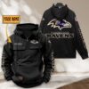 Baltimore Ravens NFL Personalized Multi Pocket Quarter Zip Vintage Hoodie WVH1034