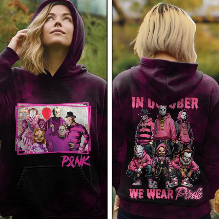 Breast Cancer Awareness x Horror Movies Unisex 3D Hoodie ACA1003