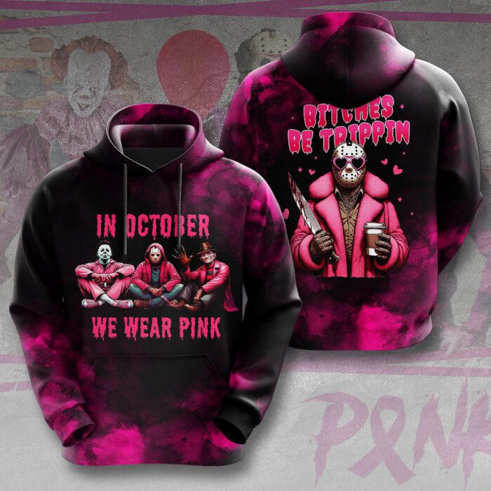 Breast Cancer Awareness x Horror Movies Unisex 3D Hoodie ACA1009