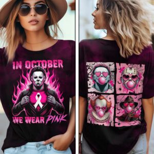 Breast Cancer Awareness x Horror Movies Unisex T-Shirt ACA1027