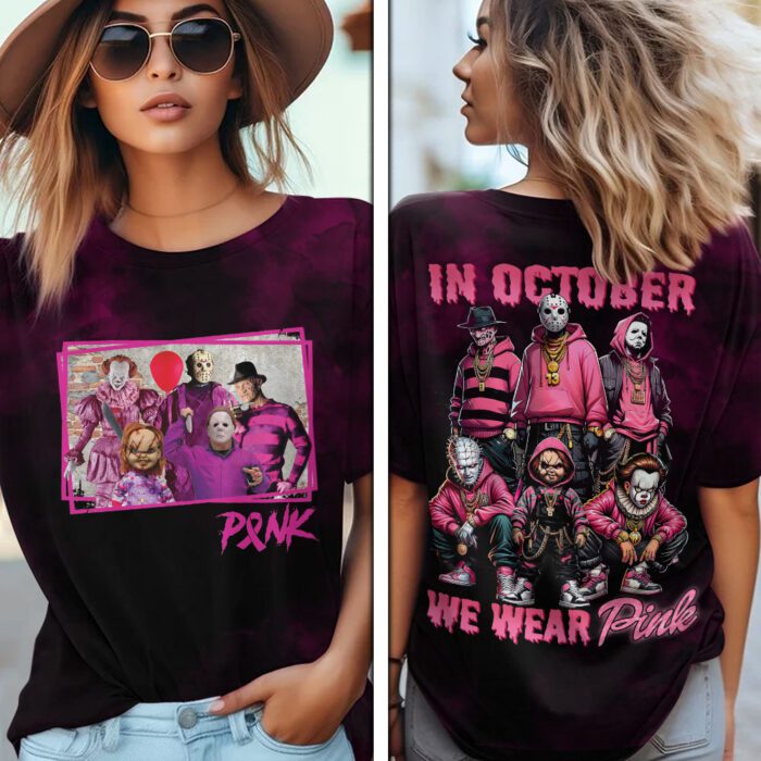 Breast Cancer Awareness x Horror Movies Unisex T-Shirt ACA1029