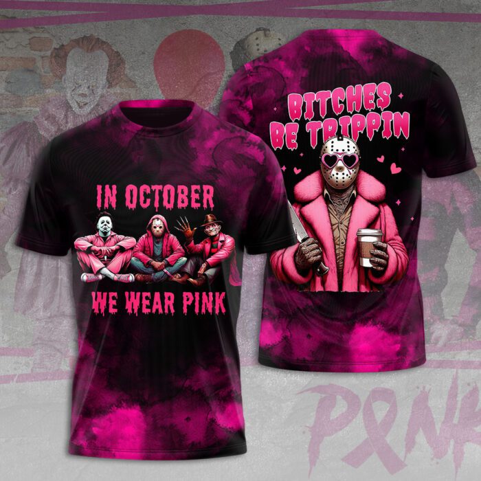 Breast Cancer Awareness x Horror Movies Unisex T-Shirt ACA1036