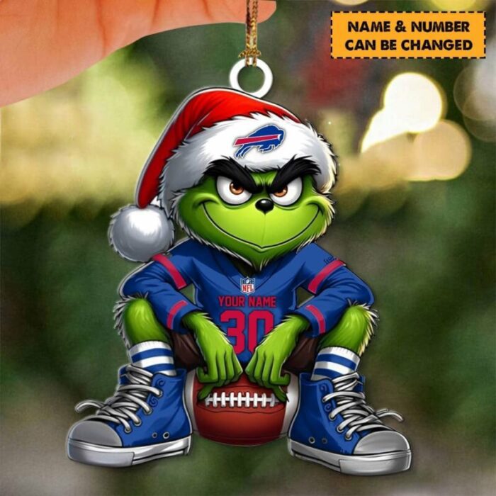 Buffalo Bills NFL Grinch Christmas Ornaments Custom Name And Number Gifts For Fan WOM1092