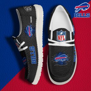 Buffalo Bills NFL Hey Dude Canvas Loafer Black Shoes Custom Name  WLF3037