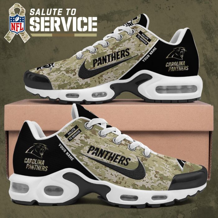 Carolina Panthers NFL Camo 2024 Salute to Service Custom Name Air Max Plus TN Shoes AWM1036