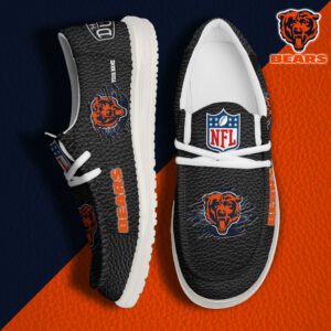 Chicago Bears NFL Hey Dude Canvas Loafer Black Shoes Custom Name  WLF3036