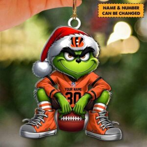 Cincinnati Bengals NFL Grinch Christmas Ornaments Custom Name And Number Gifts For Fan WOM1091