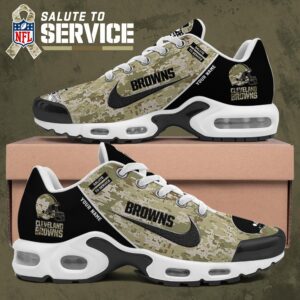 Cleveland Browns NFL Camo 2024 Salute to Service Custom Name Air Max Plus TN Shoes AWM1037