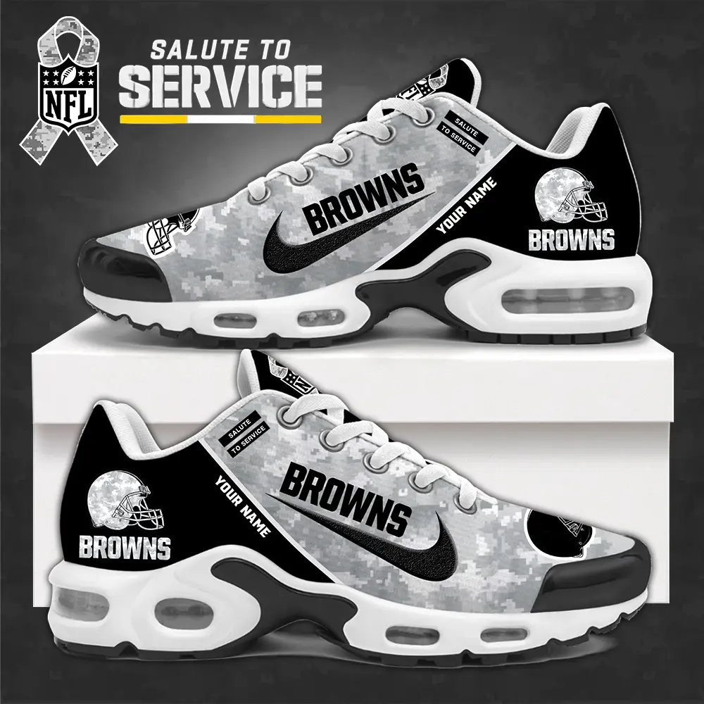 Cleveland Browns NFL Camo 2024 Salute to Service Personalized Air Max Sneakers Air Max Plus TN Shoes AWM1006