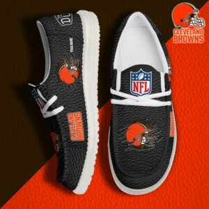 Cleveland Browns NFL Hey Dude Canvas Loafer Black Shoes Custom Name  WLF3042